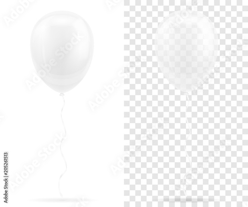 celebratory transparent white balloons pumped helium with ribbon stock vector illustration