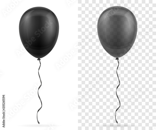 celebratory transparent black balloons pumped helium with ribbon stock vector illustration