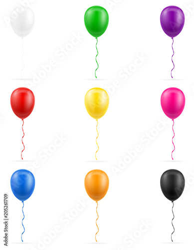 celebratory balloons pumped helium with ribbon stock vector illustration