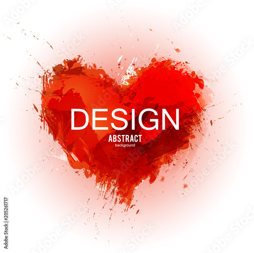 Watercolor stain made in shape of heart. Valentine's Day. Love. Like