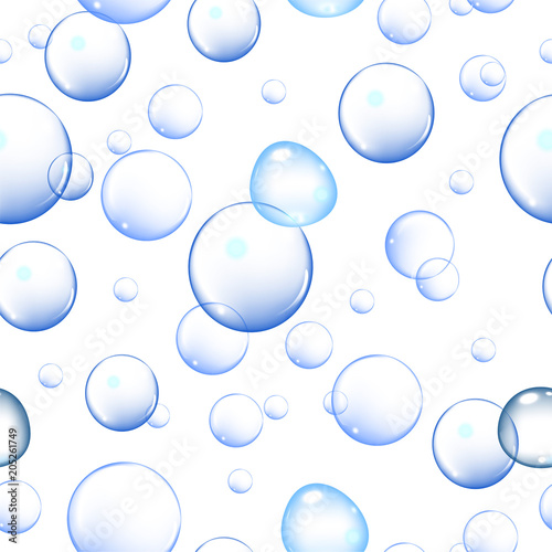 Vector illustration of Seamless pattern of blue bubble on white background