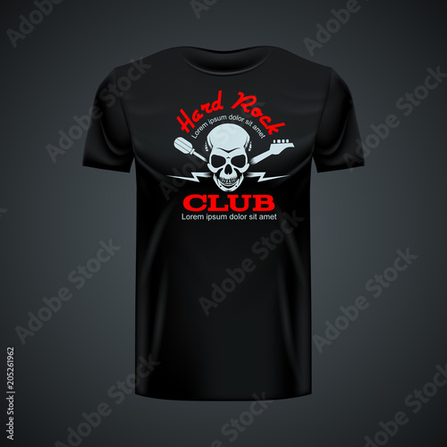Vintage t-shirt template with Hard Rock Club layout.