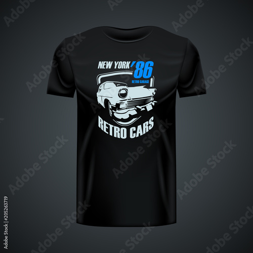 Vintage t-shirt template with retro car logo