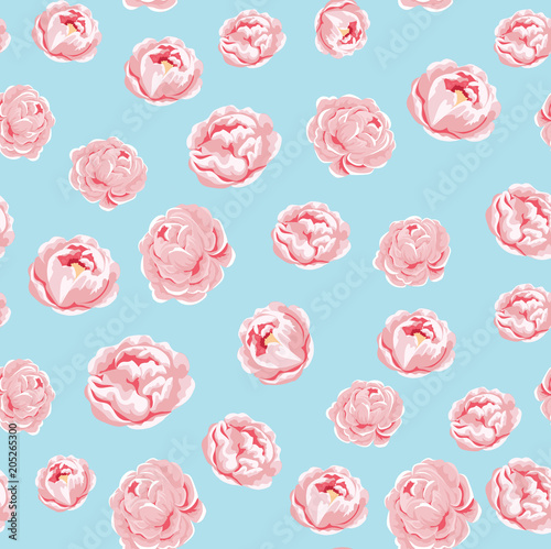 seamless pattern of pink peony flowers. vector illustration for fabric, greeting cards, packings.
