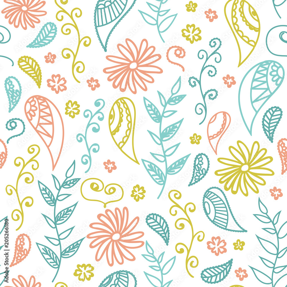 seamless pattern of drawn contours of leaves, flowers, curls. background for patterns, cards, background.sketch collection. Decorative elements for design. Ink, vintage, rustic. seamless pattern of drawn contours of leaves, flowers, curls. background for patterns, cards, background.sketch collection. Decorative elements for design. Ink, vintage, rustic.