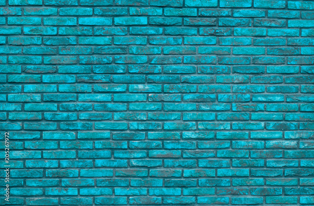 Stockfoto Vibrant blue brick wall background wallpaper. Blue