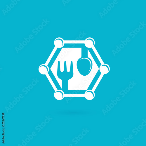 Illustration of business logotype molecular gastronomy.