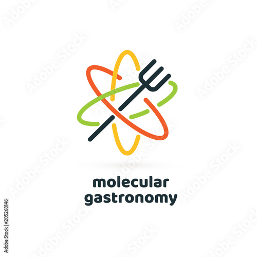 Illustration of business logotype molecular gastronomy.