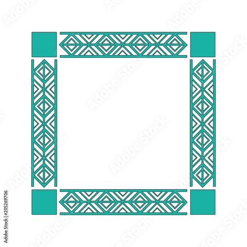 art deco frame elegant decorative square style vector illustration green