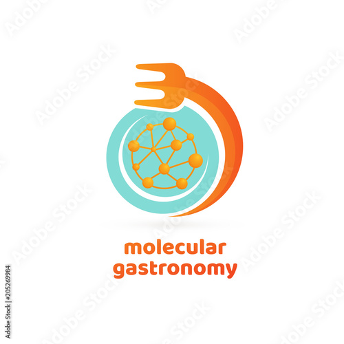 Illustration of business logotype molecular gastronomy.
