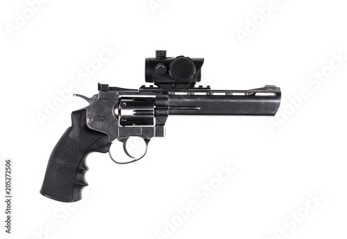 revolver with a collimator sight on a white isolated background photo