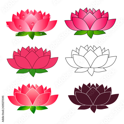 Lotus flower icon isolated on white background. Vector illustration.