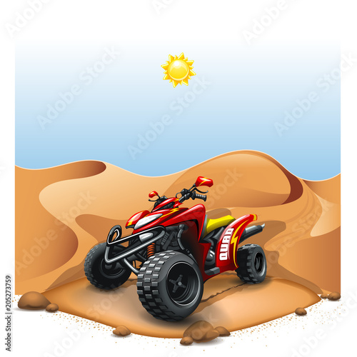 Quad bike on deserted hill.