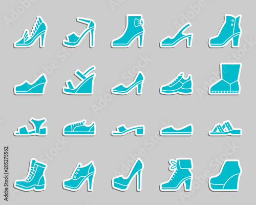 Women Shoes patch sticker icons vector set