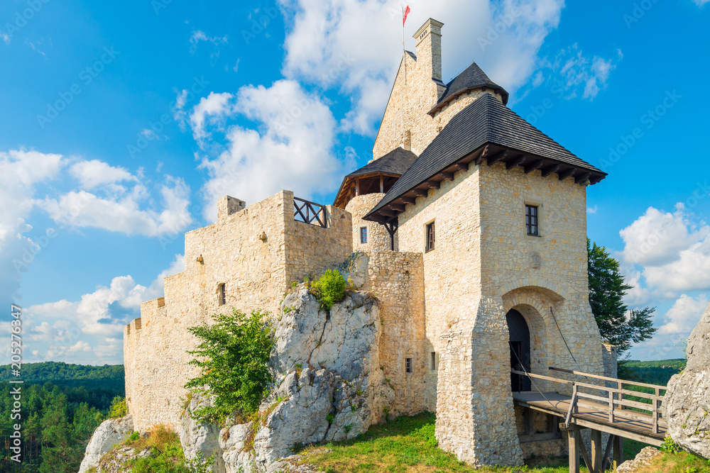 Bobolice, Poland - August 13, 2017: beautiful restored castle of Bobolice