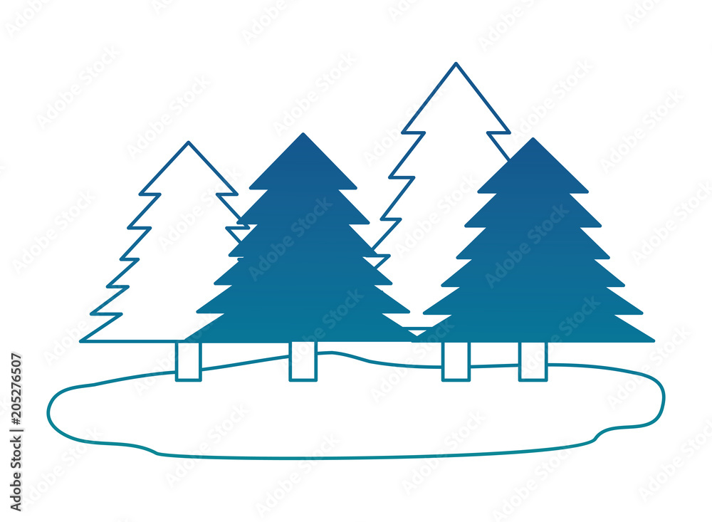 Obraz premium forest pines landscape scene vector illustration design