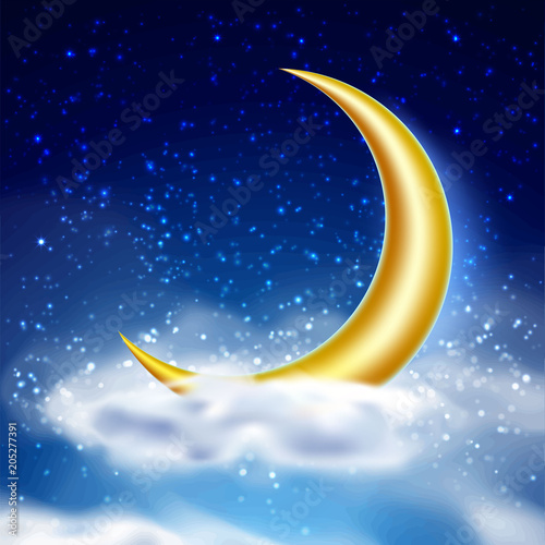 Vector magic night sky with cloud