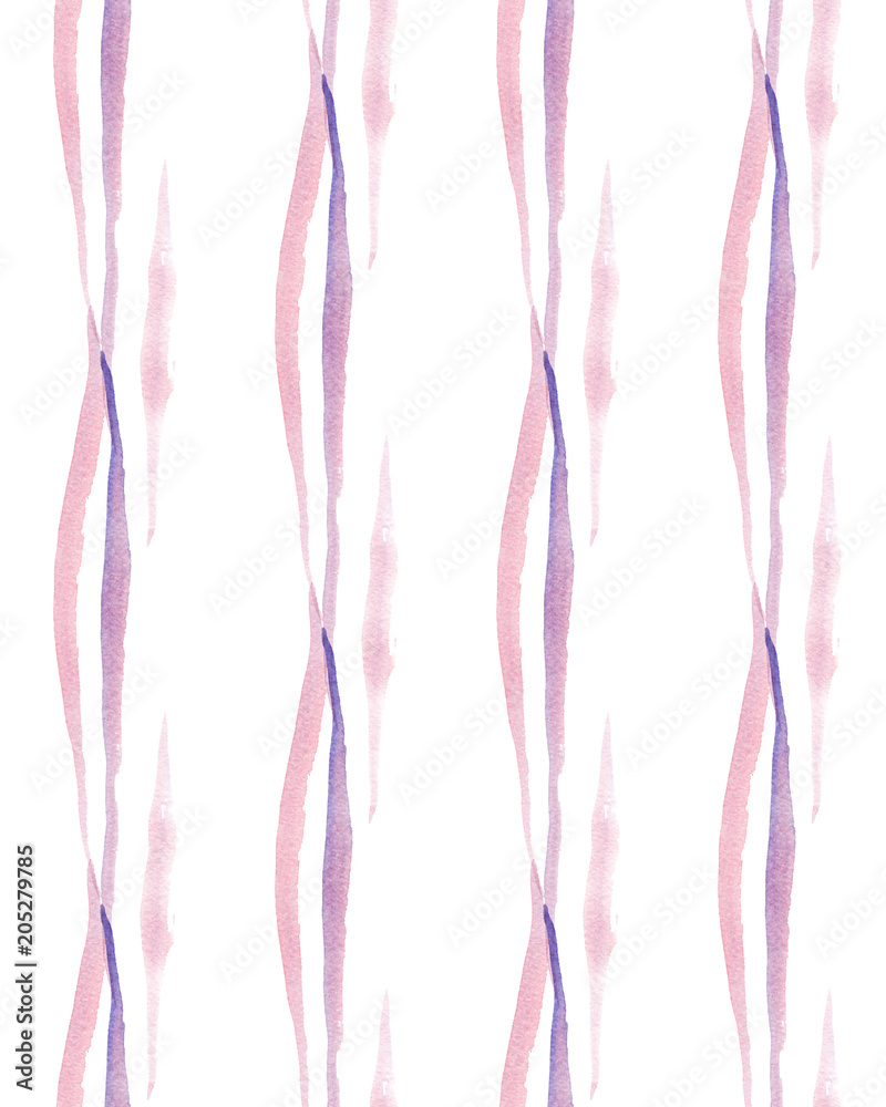 Fototapeta premium Seamless pattern with pink and violet watercolor stripes.