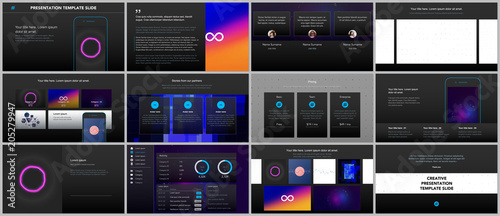 Minimal presentations, portfolio templates with abstract colorful infographics, minimalistic design futuristic vector backgrounds. Presentation slides for flyer, leaflet, brochure cover, report
