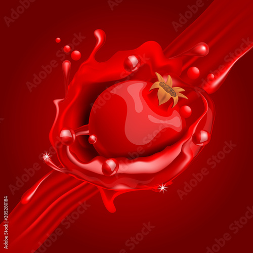 Splash of Garnet juice in motion