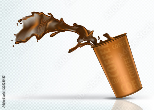 Coffee splash from falling paper glass