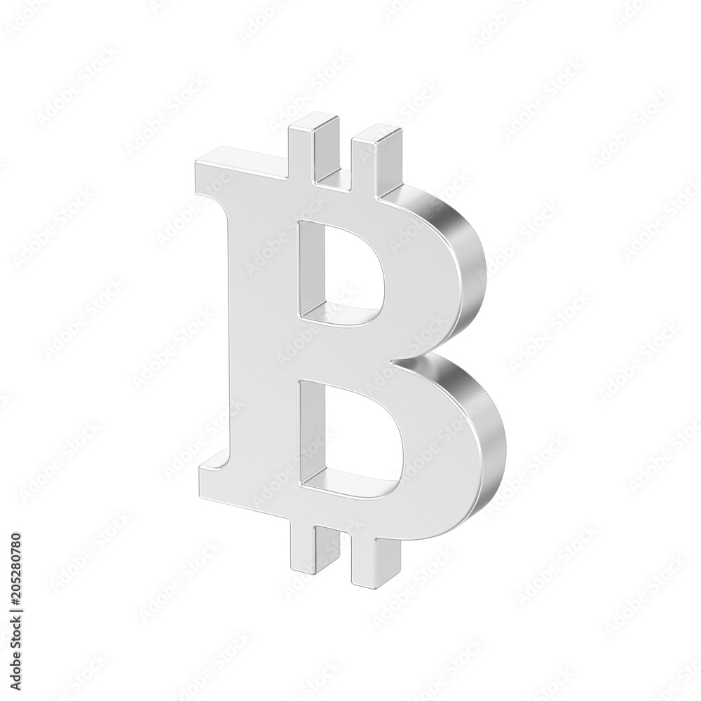 3D illustration isolated silver bitcoin 3D illustration isolated silver bitcoin