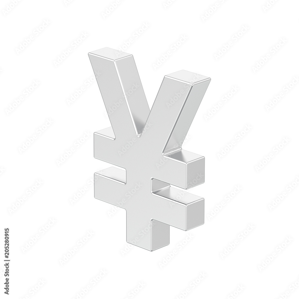 3D illustration isolated silver yen money 3D illustration isolated silver yen money