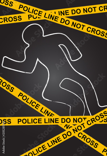 Vector illustration of a police line on crime scene