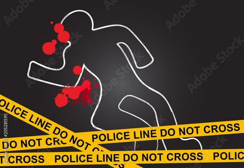 Vector illustration of a police line on crime scene