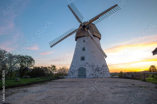 Traditional Old dutch windmill in Latvia.