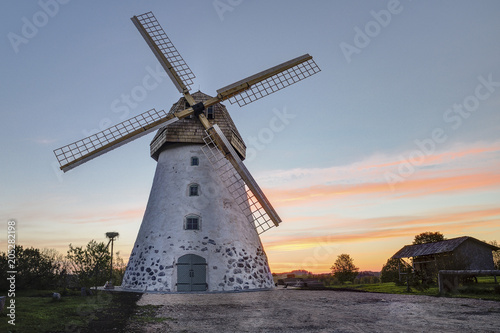 Traditional Old dutch windmill in Latvia.