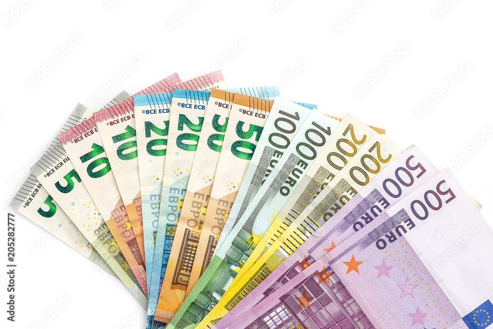 Euro banknotes in fan isolated on white background Euro banknotes in fan isolated on white background