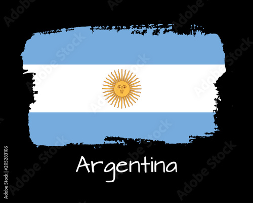 Vector Illustration. Hand draw Argentina flag. National Argentina banner for design on black background