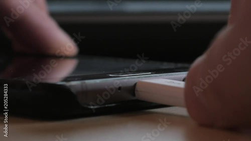 Charging Mobile Smart Phone with usb connection Cable