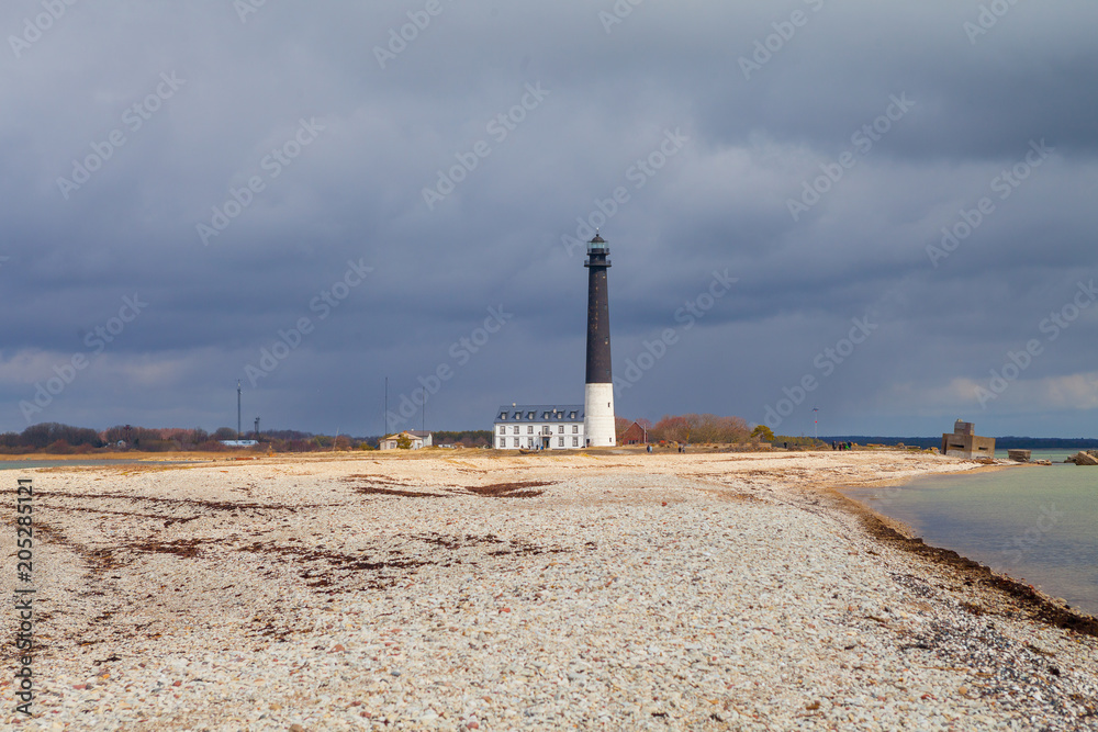 Sorve lighthouse in the Baltic Sea. Well known landmark of island Saaremaa, Estonia