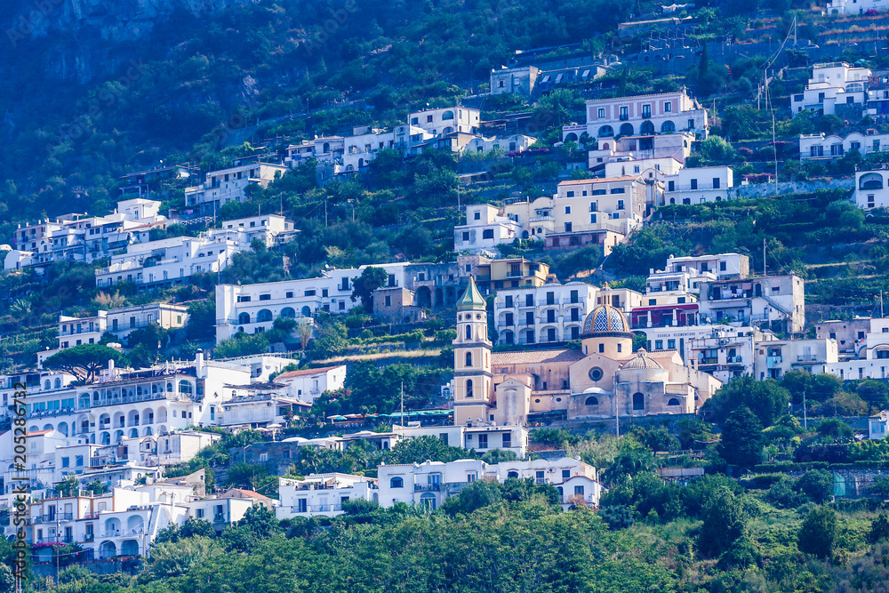 Vettica Maggiore town of Amalfi coast and Tyrrhenian sea, Italy