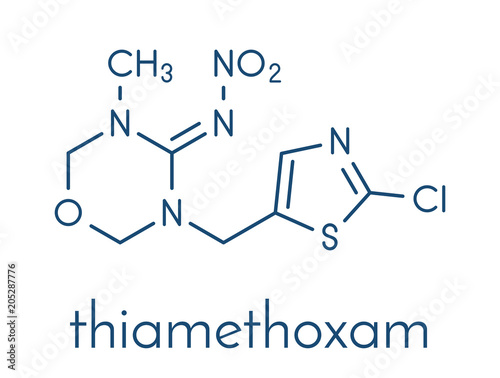 Thiamethoxam insecticide molecule (neonicotinoid class). Skeletal formula.
