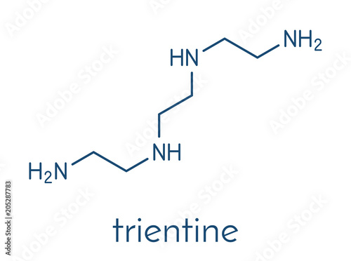 Triethylenetetramine (TETA, trientine) Wilson's disease drug molecule. Skeletal formula.