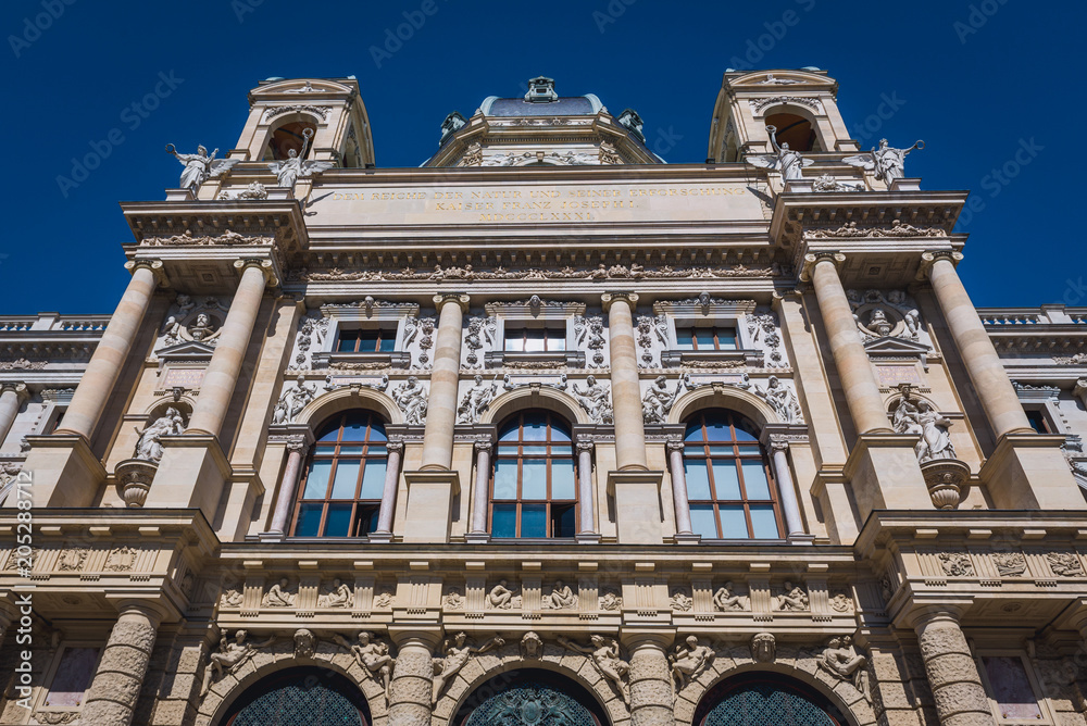 Front facade of Natural History Museum in Vienna city, capital of Austria