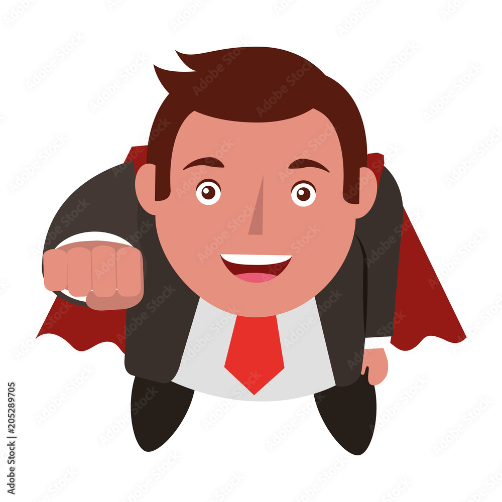 Obraz premium aerial view of elegant businessman super hero avatar character vector illustration design