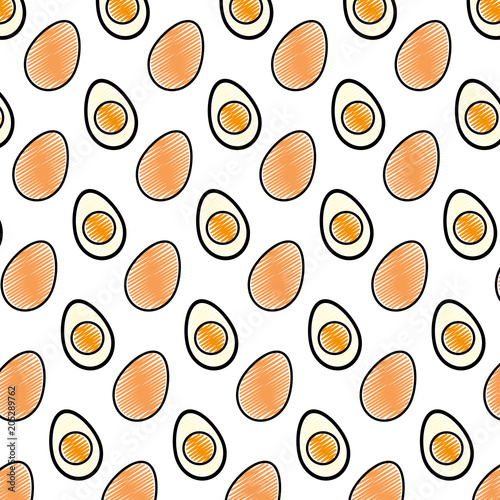 doodle fried eggs breakfast food background