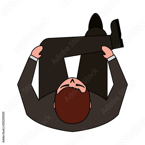 aerial view of man sitting with cross leg vector illustration design