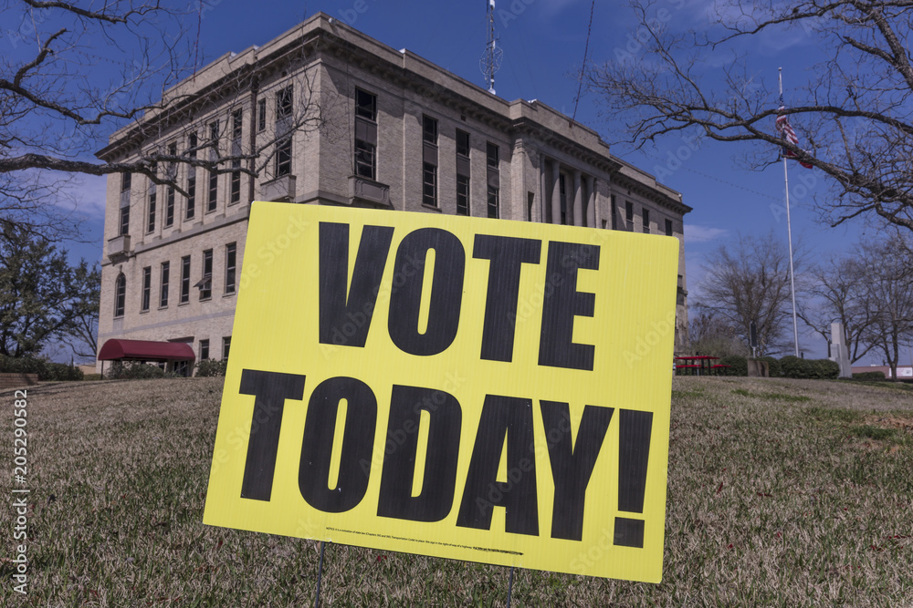 Obraz premium March 1, 2018 - VOTE TODAY - election day in rural Texas