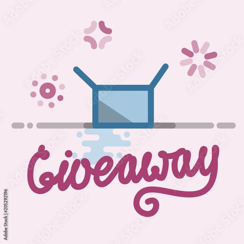 Giveaway illustration with handwritten lettering for social network post, banner, announcement.