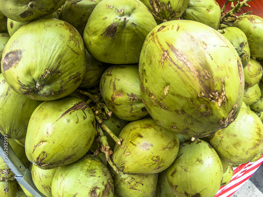 Coconus sale on street market of Liberdade Square, downtown Sao Paulo Coconus sale on street market of Liberdade Square, downtown Sao Paulo