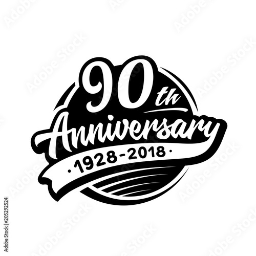 90 years anniversary design template. Vector and illustration. 90th logo. 

