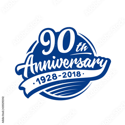 90 years anniversary design template. Vector and illustration. 90th logo. 
