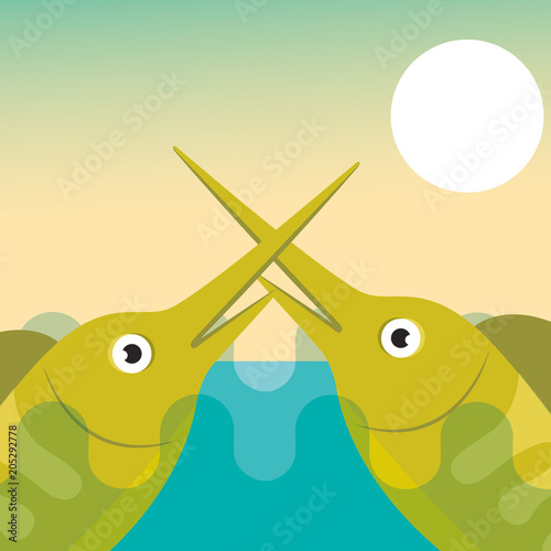 fishing crossed fishes sport leisure emblem vector illustration