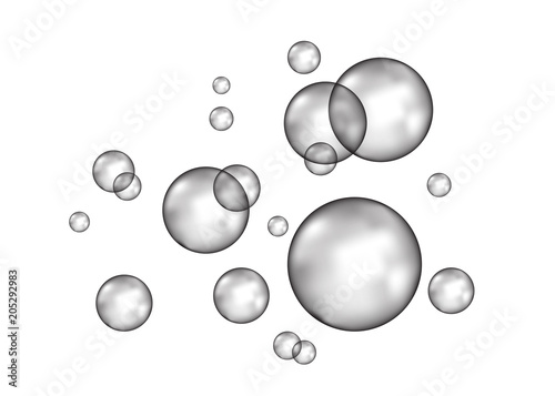Air or  water  bubbles on white  background.