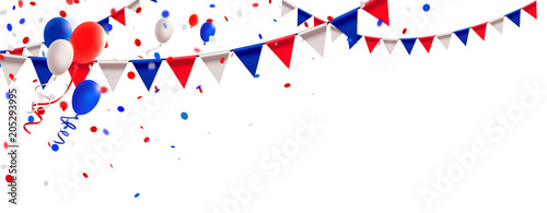 Russland Trikolore Wimpel Girlande, Luftballons und Konfetti 